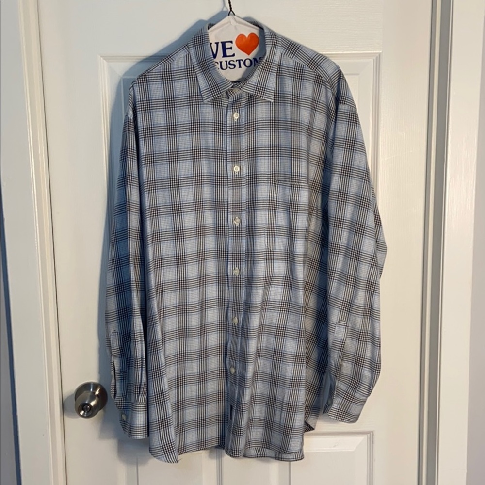 ZegnaSport long sleeve button down blu plaid shirt